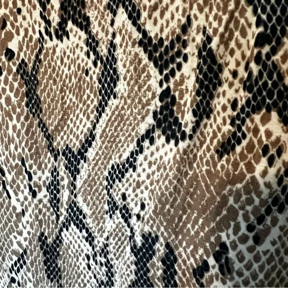 Snake Print Draped Oversized Top Brown Tan Boho Chic Zara Anthro Y2K Batwing L - Picture 5 of 11